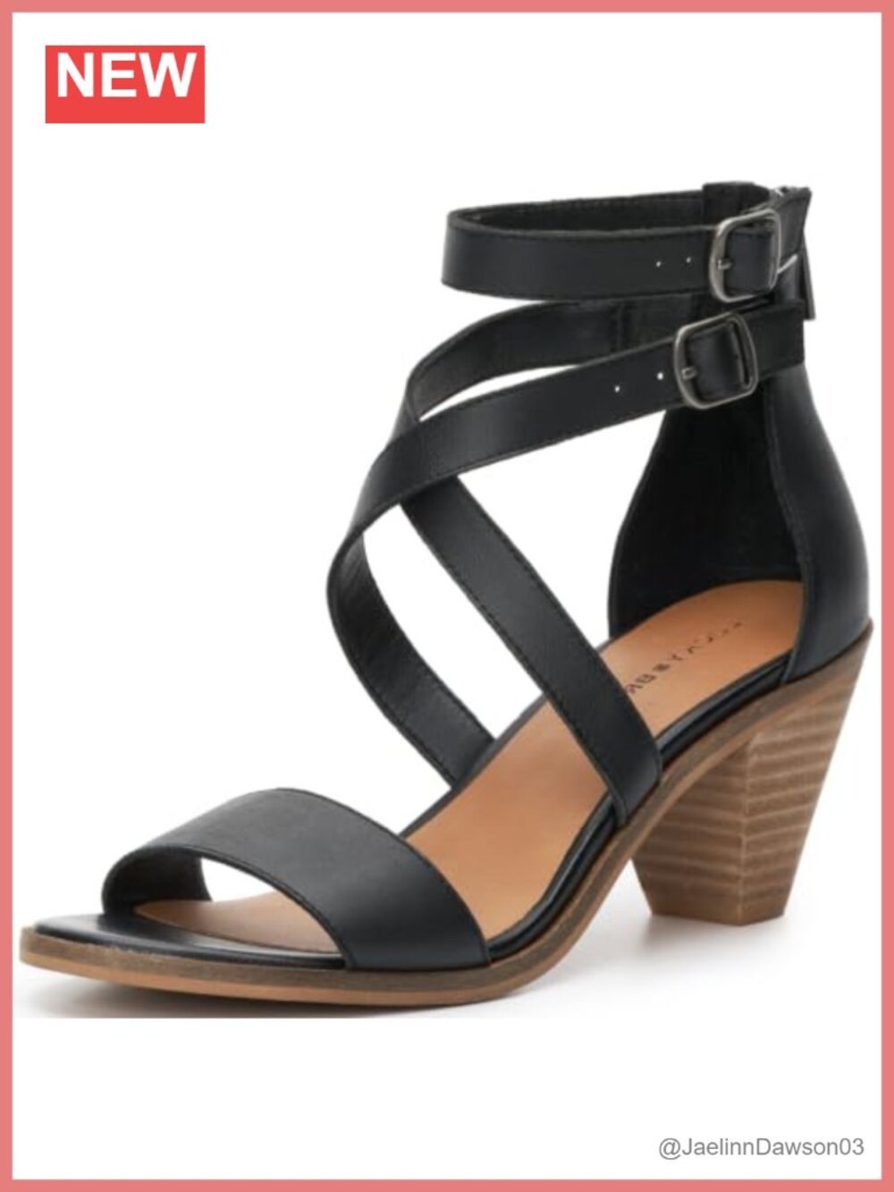 Genuine Leather Heeled Sandals Ankle Strap Block Heel Women's Open Toe